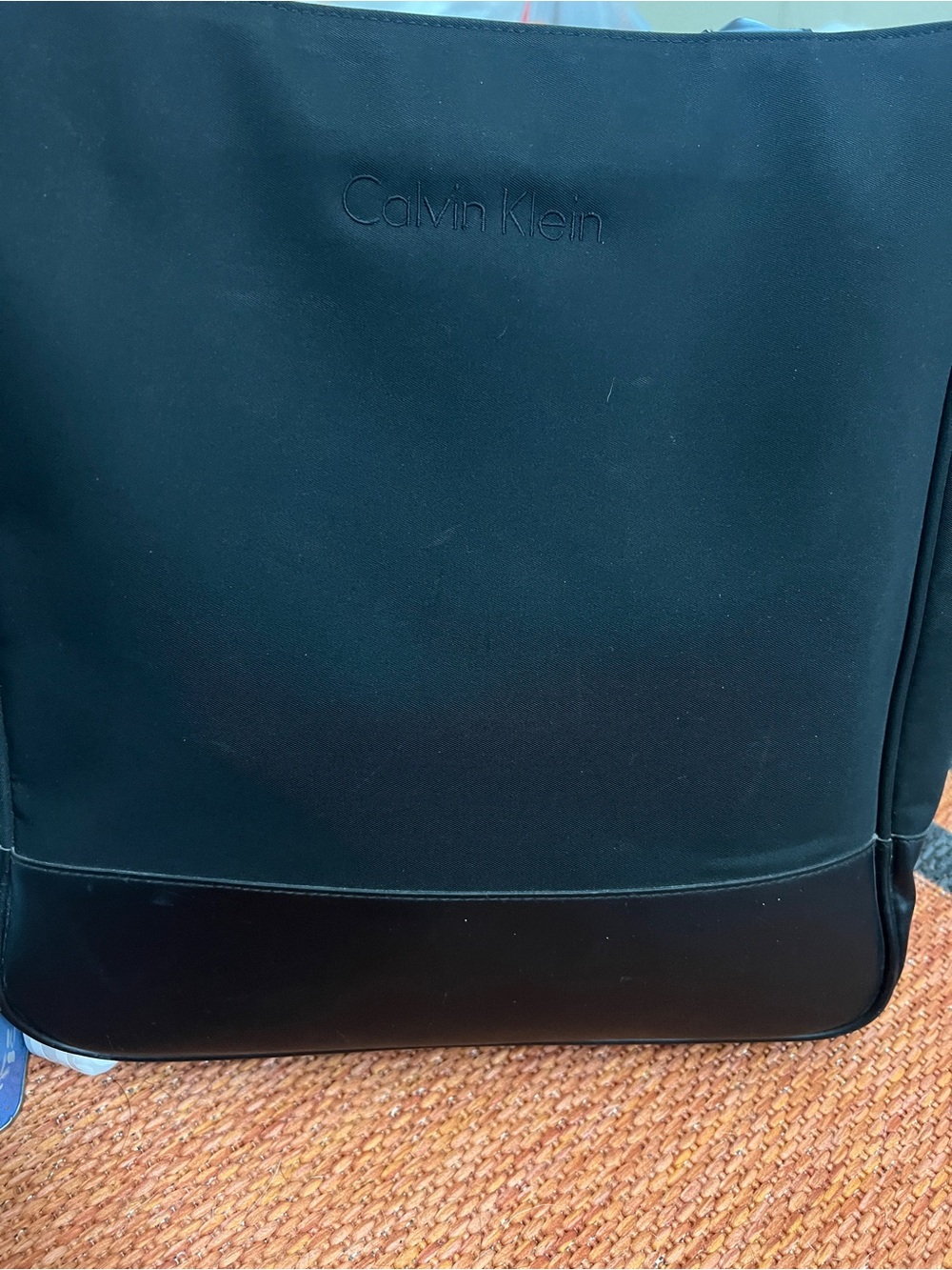 Calvin Klein Cosmetics Black Canvas & Faux Leather Large Tote Bag Purse
